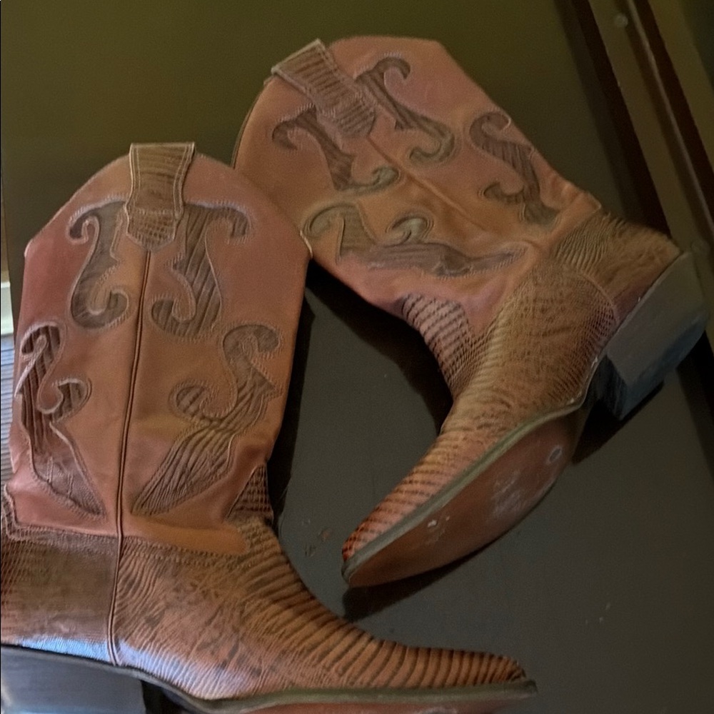 Brown Women’s Nine West Leather Western Cowboy Country Boots, 9.5M - Picture 7 of 12
